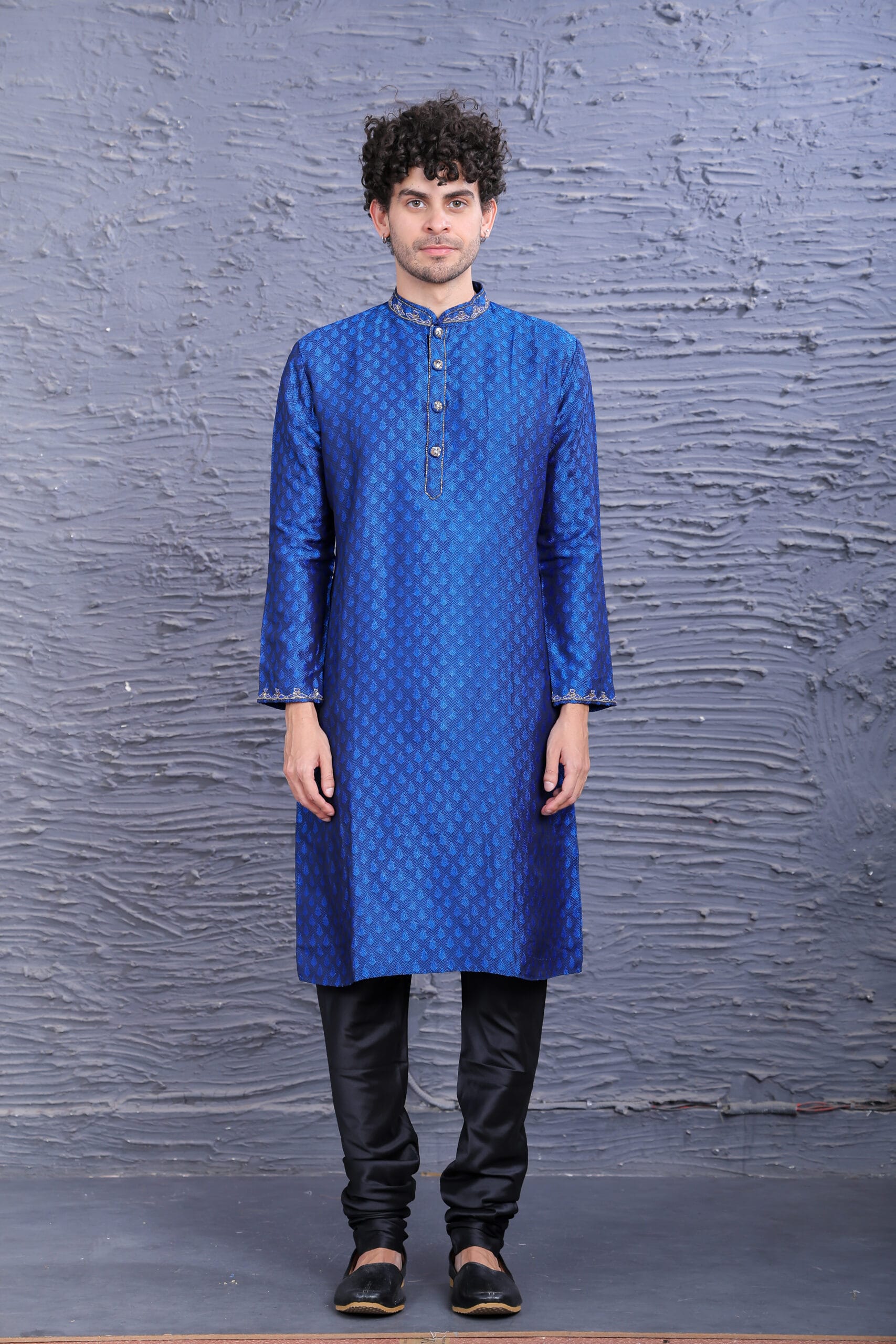 Elegant men's kurta set by House of Vyana, featuring a stylish and comfortable traditional design. Made from brocade fabric with intricate detailing, perfect for festive occasions, weddings, and celebrations
