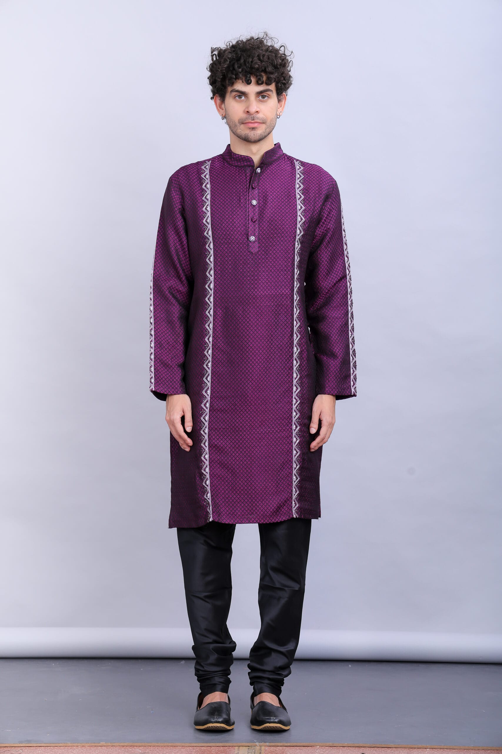 Brocade mens kurta paired with churidaar