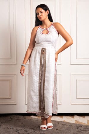 Hand embroidered white jacket and pants sets