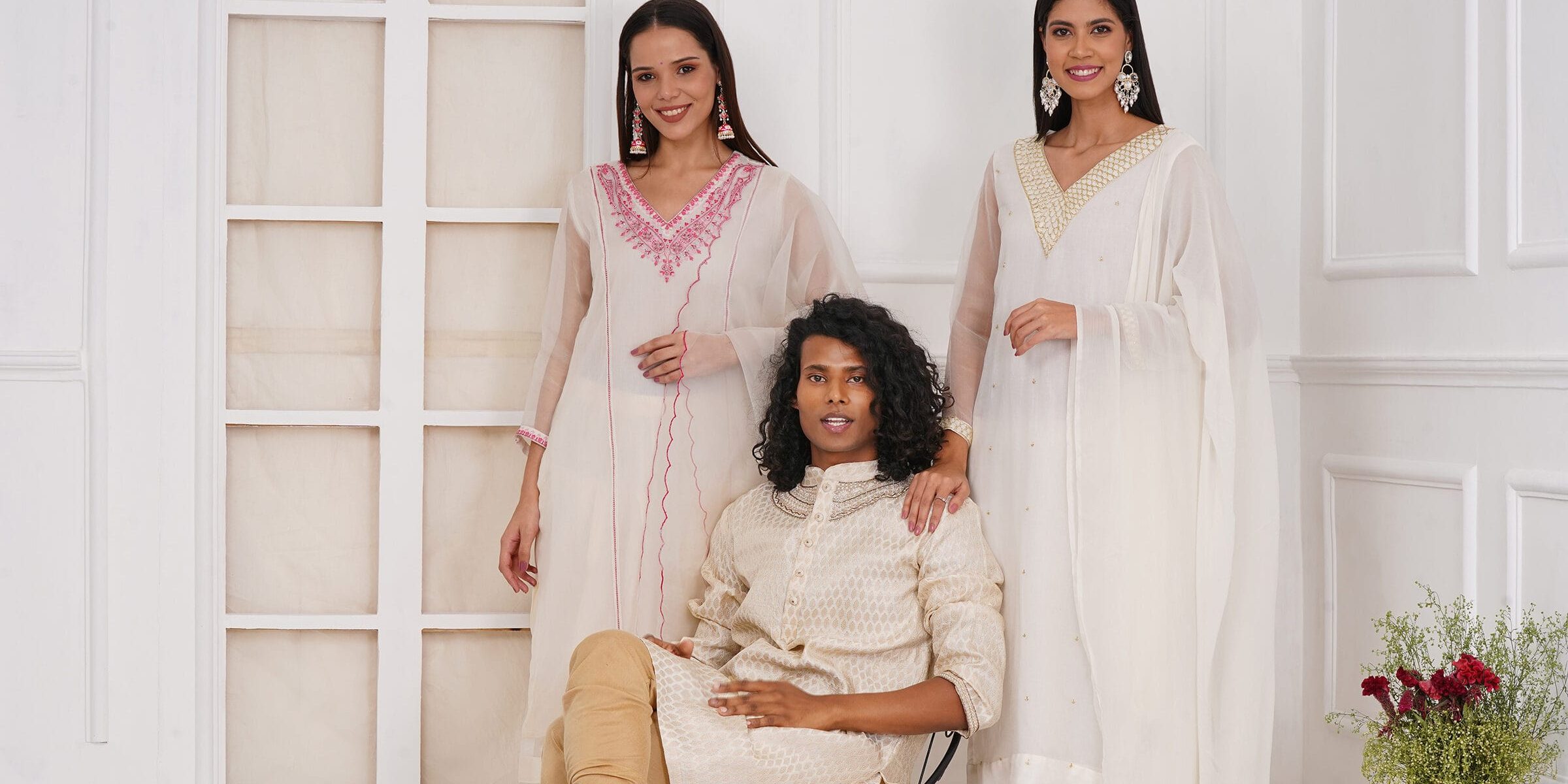 Exquisite hand-embroidered attire and top set, featuring delicate craftsmanship and a graceful color gradient. Designed for elegance and style, perfect for festive occasions, weddings, and special events.“ Handcrafted to perfection, the kurta showcases delicate zardozi and aari embroidery, enhanced with zari, cutdana, tikki, and moti embellishments. Each stitch reflects skilled craftsmanship